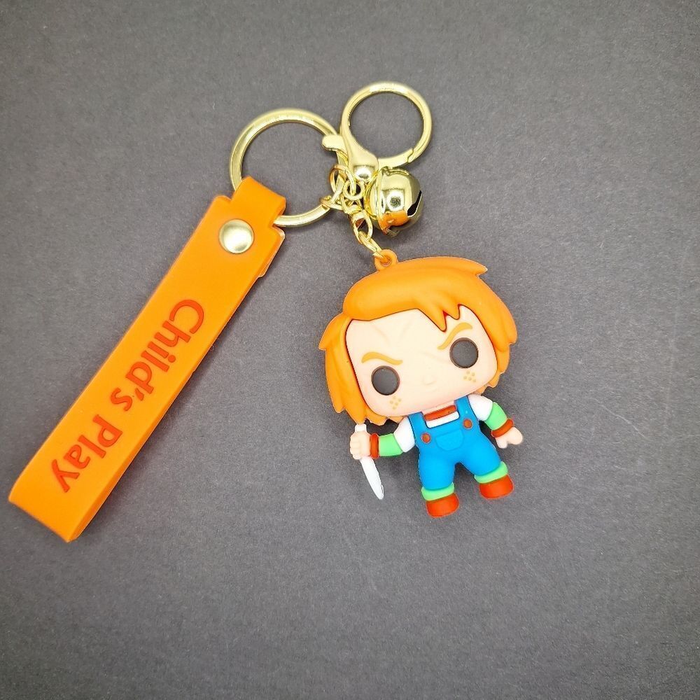 Chucky Doll keychain Childs play keyring with bell charm holder